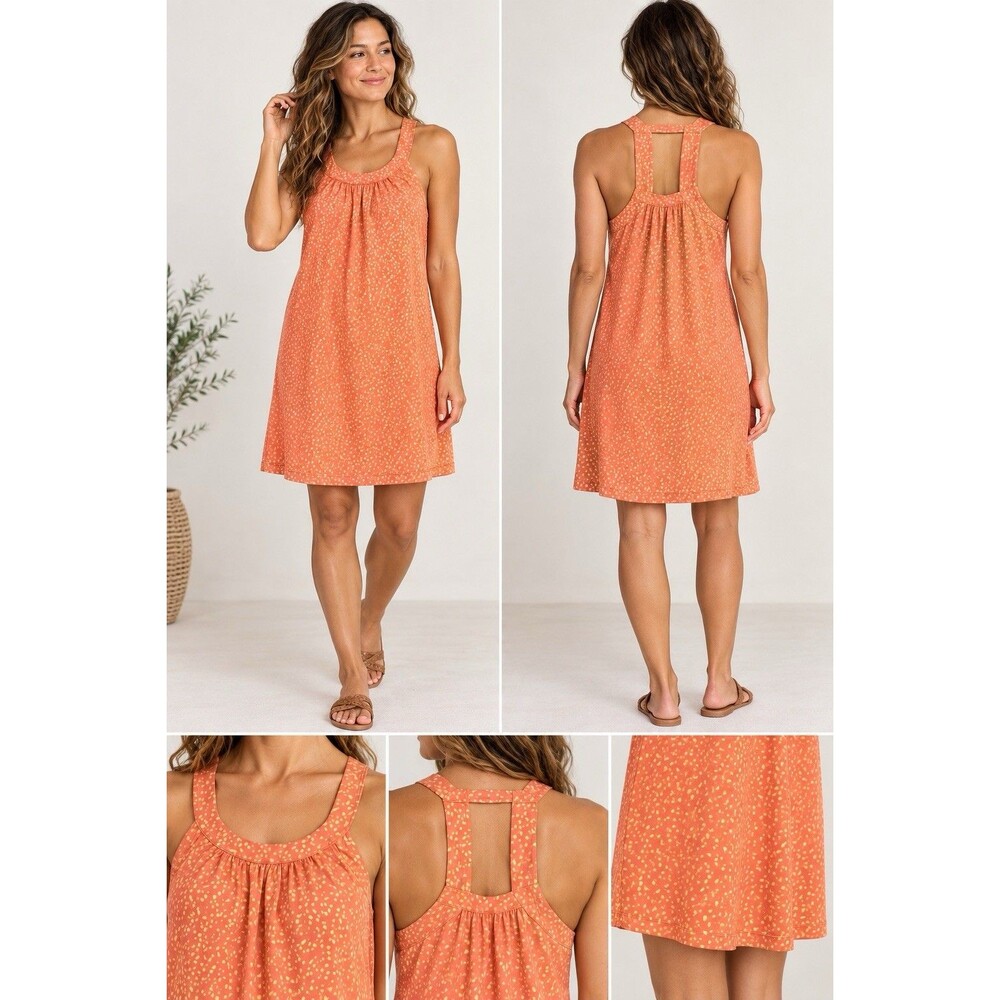 prAna Granola Girl Women’s S Orange Speckled Tank Dress Boho A-Line Casual NWT